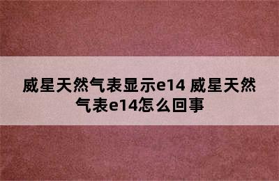 威星天然气表显示e14 威星天然气表e14怎么回事